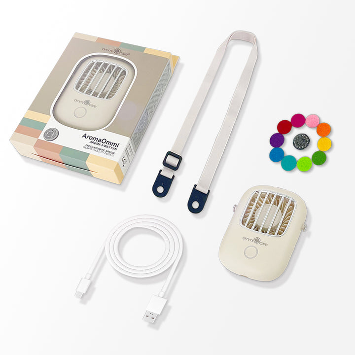 Aroma 3-Way Fan (With scent clip) Hold in hand / Wear around the Neck / Set on a desk