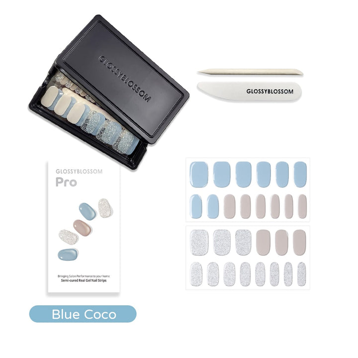 Glossy Blossom Semi-cured Real Gel Nail Strips