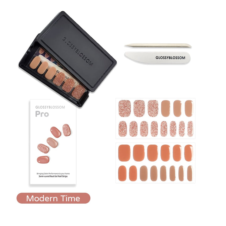 Glossy Blossom Semi-cured Real Gel Nail Strips
