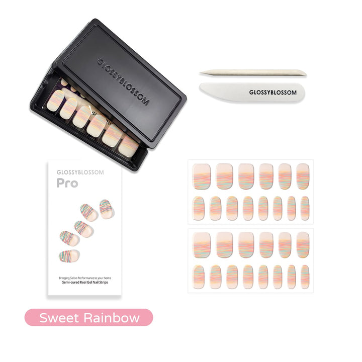 Glossy Blossom Semi-cured Real Gel Nail Strips